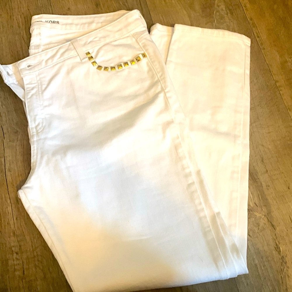 White Michael Kors Skinny Jeans Embellished EUC 14